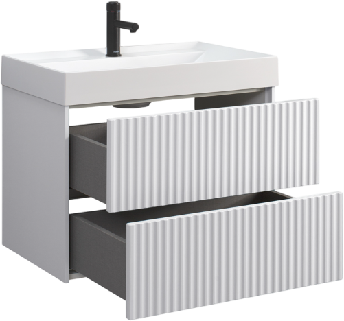 Тумба с раковиной Belux Сиртаки 70 подвесная, белая глянцевая