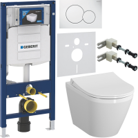 Комплект Унитаз подвесной VitrA Integra Round 7041B003-0075 + Крышка + Инсталляция Geberit Duofix UP 320 111.300.00.5 + Кнопка Sigma 01 115.770.11.5 белая + Крепления 111.815.00.1 к стене + Звукоизоляция