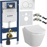 Комплект Унитаз подвесной VitrA Integra Round 7041B003-0075 + Крышка + Инсталляция Geberit Duofix UP 320 111.300.00.5 + Кнопка Sigma 01 115.770.11.5 белая + Крепления 111.815.00.1 к стене + Звукоизоляция