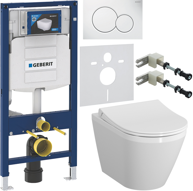 Комплект Унитаз подвесной VitrA Integra Round 7041B003-0075 + Крышка + Инсталляция Geberit Duofix UP 320 111.300.00.5 + Кнопка Sigma 01 115.770.11.5 белая + Крепления 111.815.00.1 к стене + Звукоизоляция