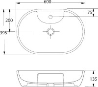 Накладная раковина beWash Bogen 88611101 60 см белая глянцевая