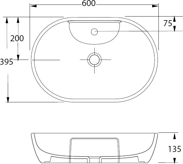 Накладная раковина beWash Bogen 88611101 60 см белая глянцевая