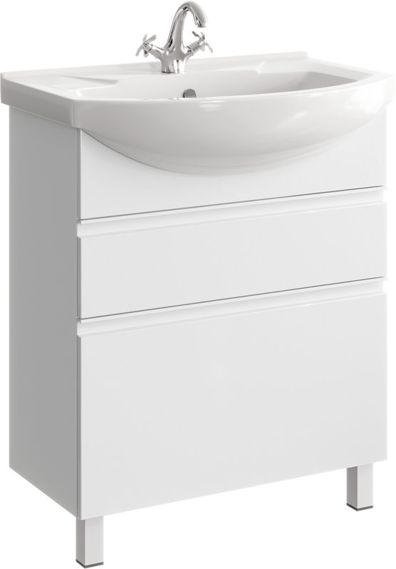 Тумба с раковиной Aqwella Rodos 75 напольная, белая