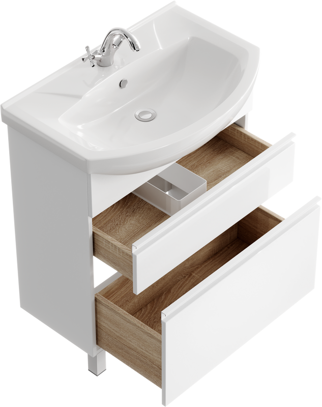 Тумба с раковиной Aqwella Rodos 75 напольная, белая