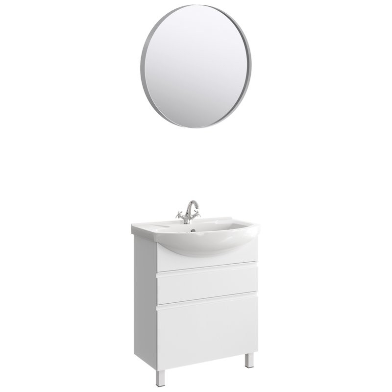 Тумба с раковиной Aqwella Rodos 75 напольная, белая