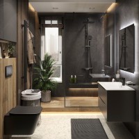 Душевая стойка BOND Cube B03-9488 с термостатом, черная