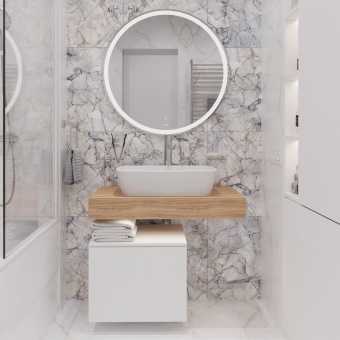 Мебель для ванной STWORKI Ольборг 80 столешница дуб французский, без отверстий, с тумбой 50, с раковиной Vitra Shift
