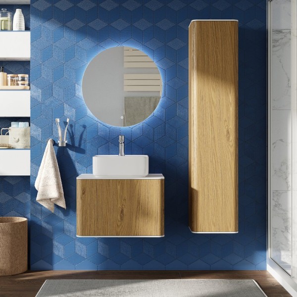 Мебель для ванной комнаты STWORKI Ноттвиль 60 дуб верона, без выреза под смеситель, скандинавский стиль, подвесная