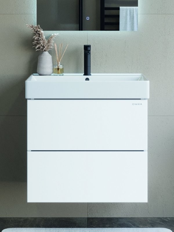 Тумба для ванной комнаты Onika Эсквана 65 подвесная, белая (под раковину Вилис 65)