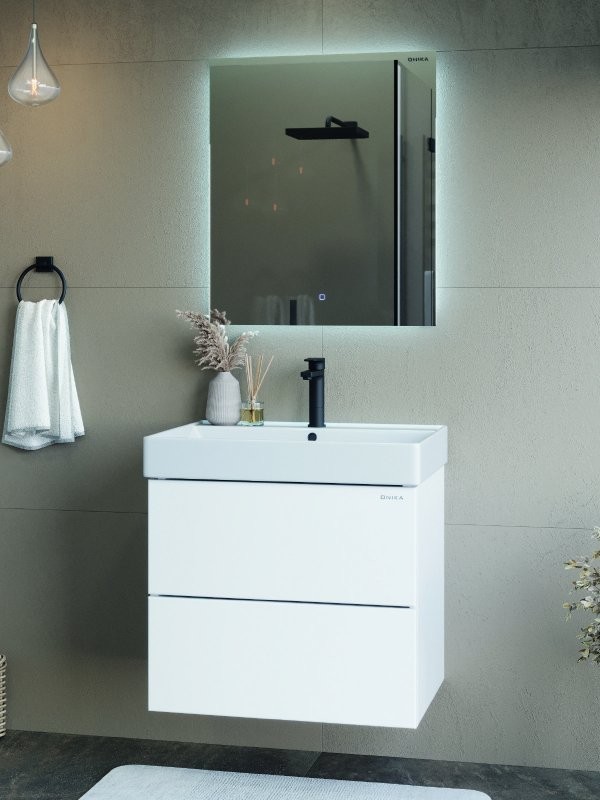 Тумба для ванной комнаты Onika Эсквана 65 подвесная, белая (под раковину Вилис 65)