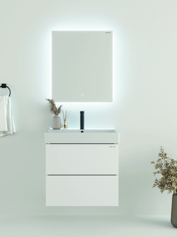 Тумба для ванной комнаты Onika Эсквана 65 подвесная, белая (под раковину Вилис 65)