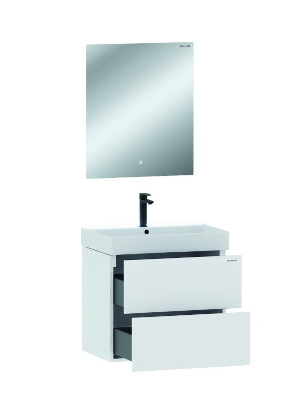 Тумба для ванной комнаты Onika Эсквана 65 подвесная, белая (под раковину Вилис 65)