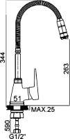 Смеситель для кухни D-lin D150362-Q с гибким изливом, хром