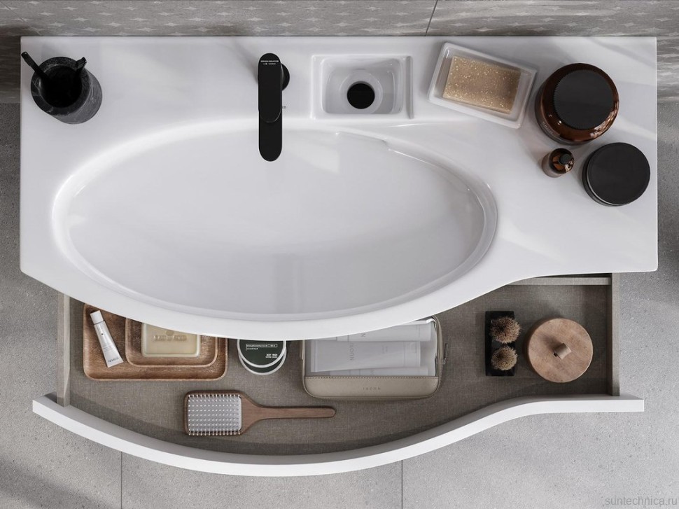 Мебель для ванной комнаты KERAMA MARAZZI Riva 100, левая подвесная, белая матовая