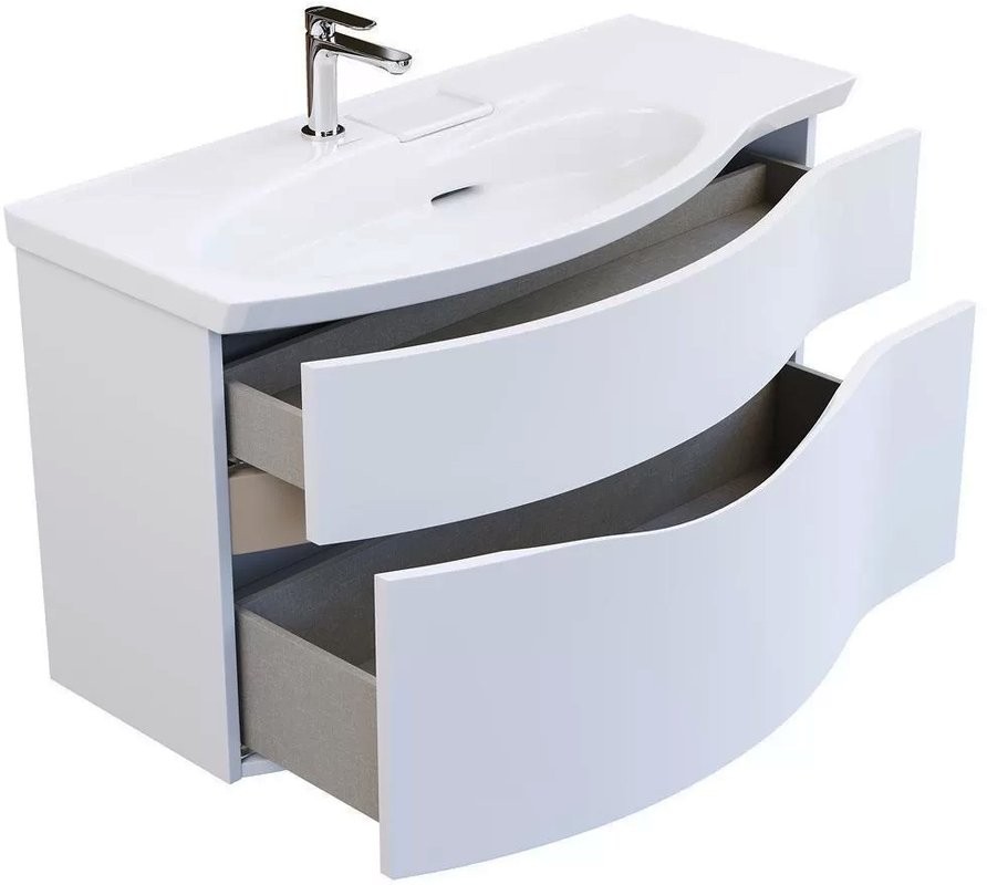 Мебель для ванной комнаты KERAMA MARAZZI Riva 100, левая подвесная, белая матовая