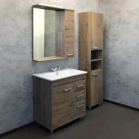 Зеркало Comforty Марио 75 с подсветкой, темный дуб