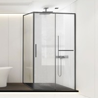 Душевой уголок Vincea Slim Soft VSR-1SS9012CLGM 120x90, профиль вороненая сталь, стекло прозрачное