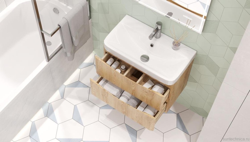 Тумба под раковину без столешницы Velvex Clay 70.2Y дуб верона