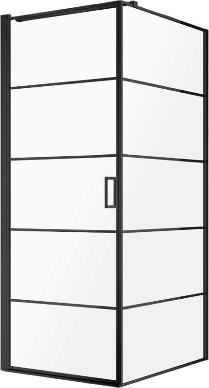 Душевой уголок AQUAme AQM5215-LH-8 80х80, профиль черный матовый