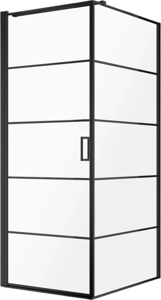 Душевой уголок AQUAme AQM5215-LH-8 80х80, профиль черный матовый