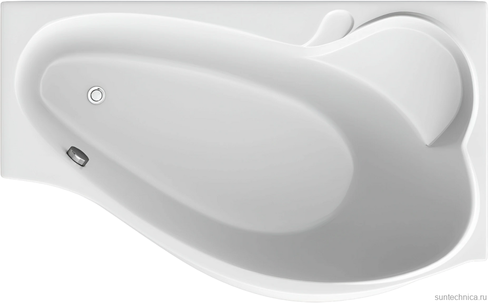 Акриловая ванна Marka One Gracia R 150x95 см, угловая, правая, пристенная, белая, асимметричная, с каркасом, с сиденьем
