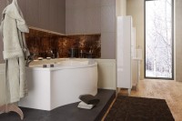 Акриловая ванна Marka One Gracia R 150x95 см, угловая, правая, пристенная, белая, асимметричная, с каркасом, с сиденьем