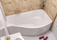 Акриловая ванна Marka One Gracia R 150x95 см, угловая, правая, пристенная, белая, асимметричная, с каркасом, с сиденьем
