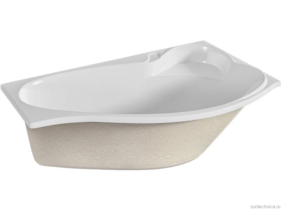 Акриловая ванна Marka One Gracia R 150x95 см, угловая, правая, пристенная, белая, асимметричная, с каркасом, с сиденьем