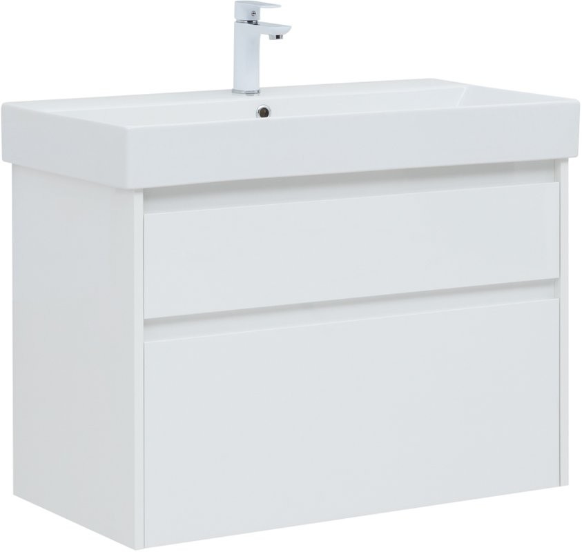 Мебель для ванной комнаты Aquanet Nova Lite 85 белая глянцевая, 2 ящика