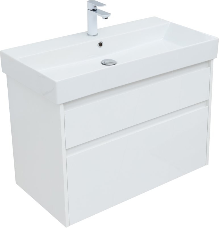 Мебель для ванной комнаты Aquanet Nova Lite 85 белая глянцевая, 2 ящика