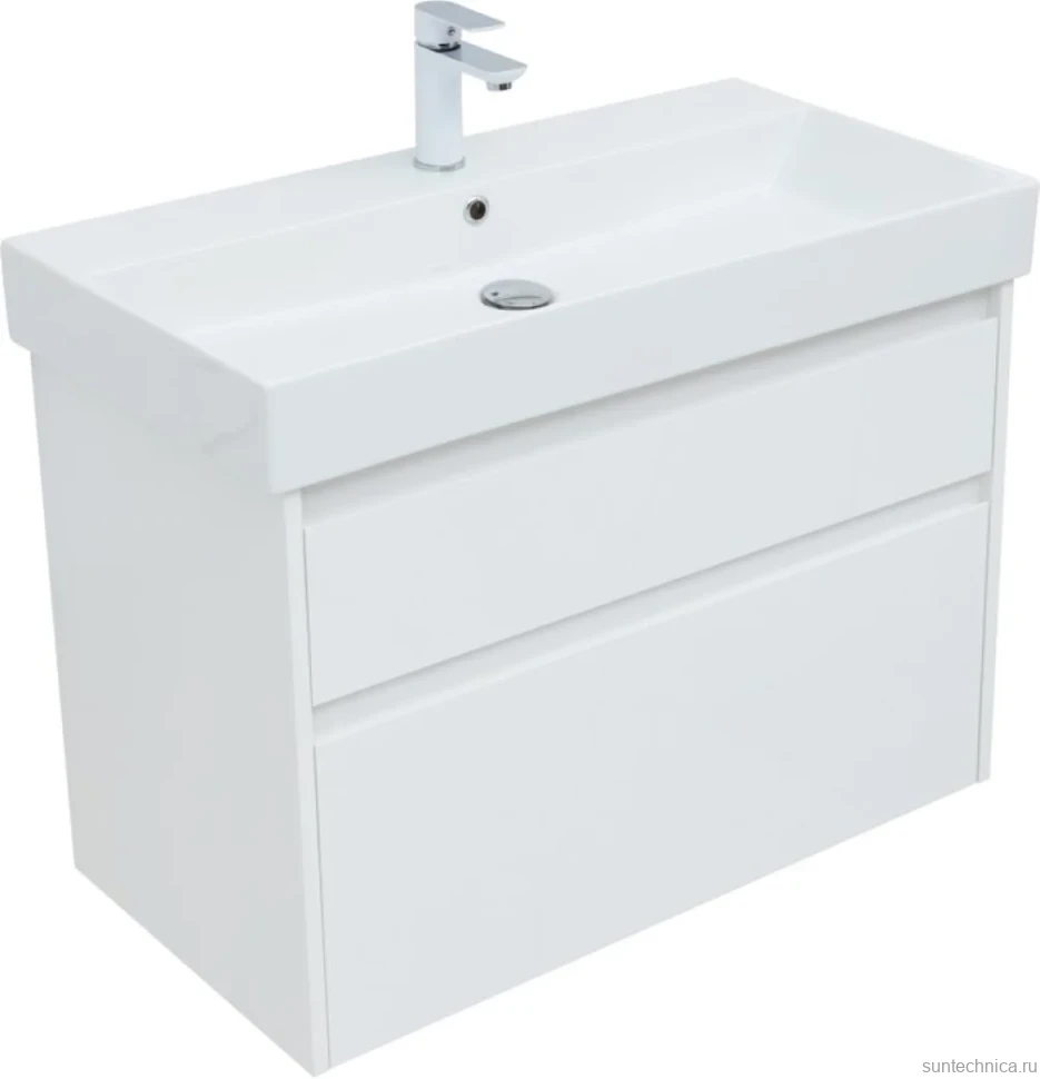 Мебель для ванной комнаты Aquanet Nova Lite 85 белая глянцевая, 2 ящика