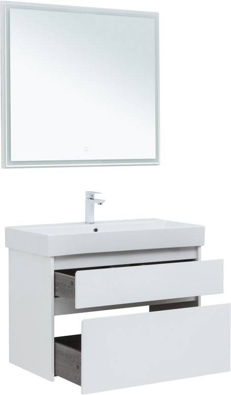 Мебель для ванной комнаты Aquanet Nova Lite 85 белая глянцевая, 2 ящика