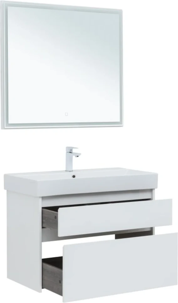 Мебель для ванной комнаты Aquanet Nova Lite 85 белая глянцевая, 2 ящика