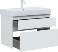 Мебель для ванной комнаты Aquanet Nova Lite 85 белая глянцевая, 2 ящика