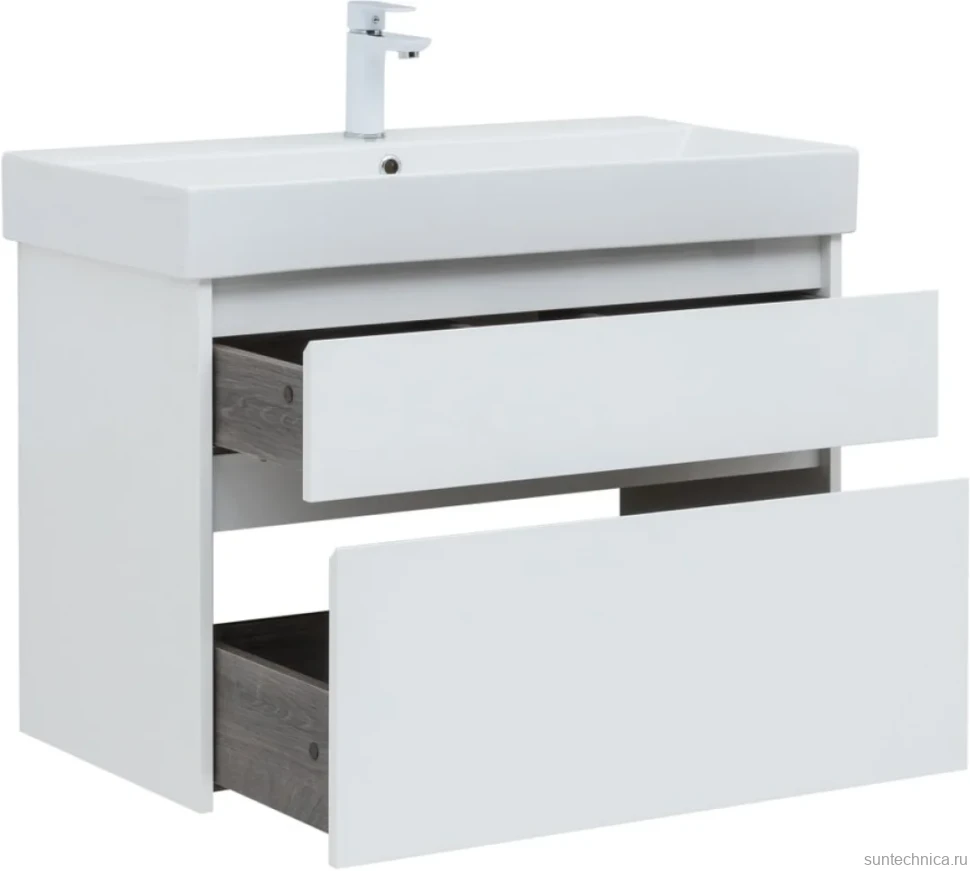 Мебель для ванной комнаты Aquanet Nova Lite 85 белая глянцевая, 2 ящика