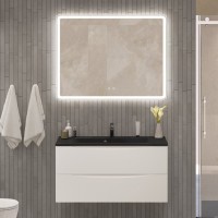 Тумба с раковиной BelBagno Marino 100 подвесная, bianco lucido, черная раковина