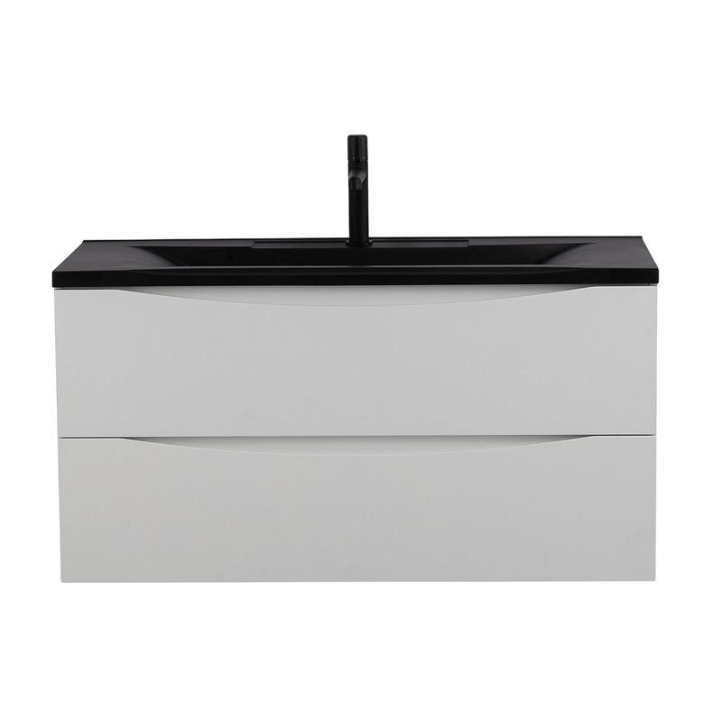 Тумба с раковиной BelBagno Marino 100 подвесная, bianco lucido, черная раковина