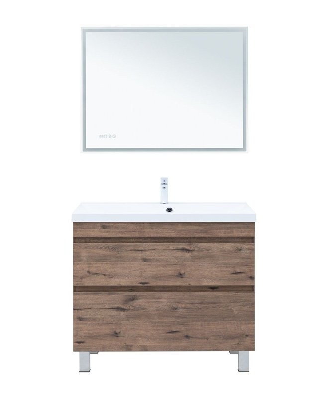 Тумба под раковину Aquanet Нота New 100 напольная, дуб веллингтон табак