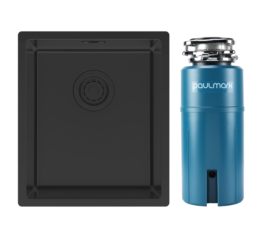 Комплект Мойка Paulmark Lassan LA38-MBN черный матовый + Измельчитель Intenso