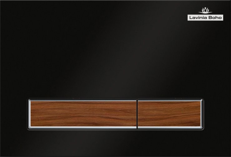 Комплект Унитаз подвесной Lavinia Boho One 33021010 с микролифтом + Система инсталляции для унитазов Relfix 38010010 + Кнопка смыва Relfix 38050602 матовая черная, темное дерево