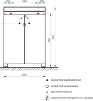 Тумба под раковину без столешницы Belux Бостон Н 60 напольная, белая глянцевая