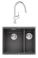 Комплект Мойка Blanco Subline 340/160-U темная скала, левая + Смеситель Grohe Minta 3291800E хром