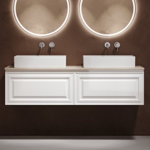 Тумба с раковиной Sancos Very 160 bianco, столешница бежевая TT160A2, раковина CN6070