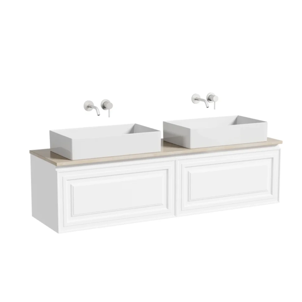 Тумба с раковиной Sancos Very 160 bianco, столешница бежевая TT160A2, раковина CN6070