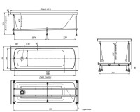 Акриловая ванна Alex Baitler Onega без опоры 170x60 см, встраиваемая, белая