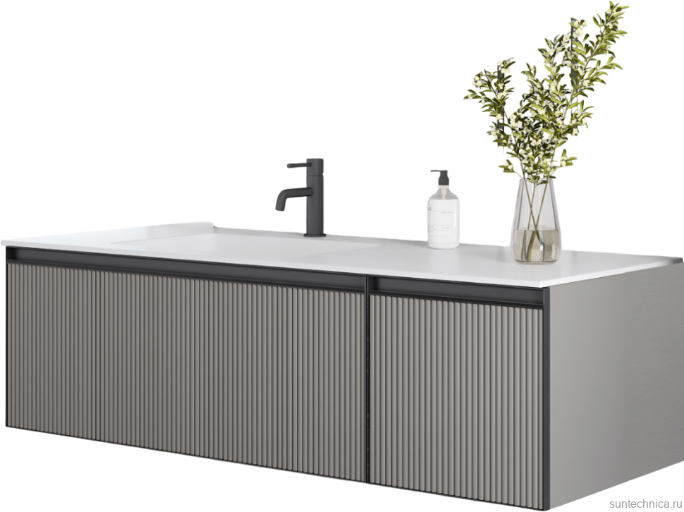 Тумба под раковину без столешницы Armadi Art Quatro 2 140 luna fuga, профиль anthracite