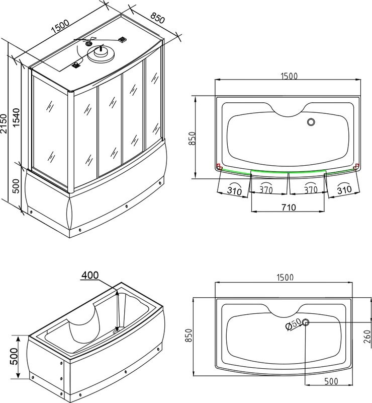Душевой бокс Grossberg РВ512 01