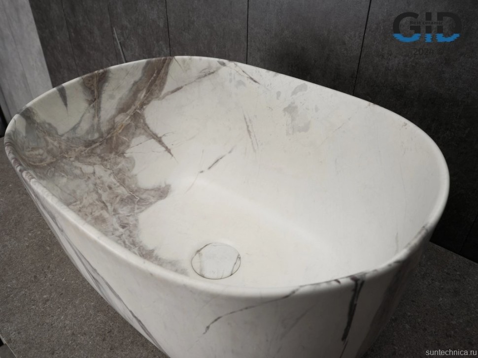 Накладная раковина GID Creativo Mnc9302 45 под матовый камень, овальная, фаянс