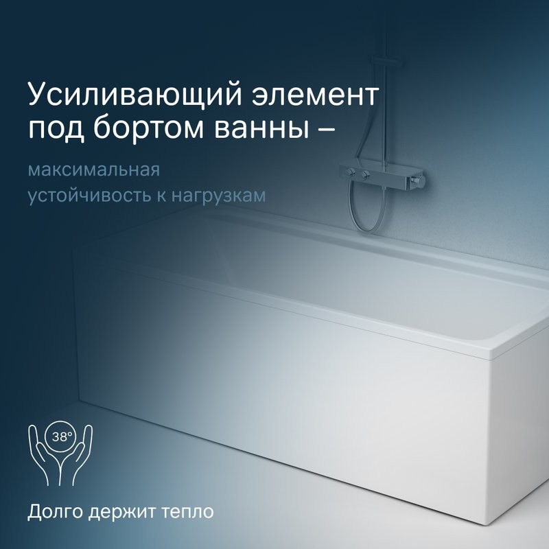 Акриловая ванна AM.PM Inspire V2.0 170x75 см, пристенная, белая, с каркасом