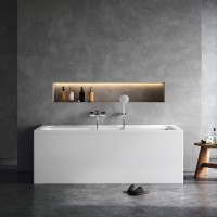 Акриловая ванна AM.PM Inspire V2.0 170x75 см, пристенная, белая, с каркасом